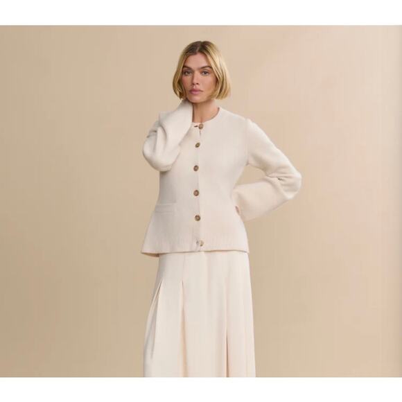 Jenni Kayne Cooper Cardigan Warm Ivory Small Cashmere Minimalist Quiet Luxury